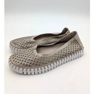 Ilse Jacobsen Tulip Slip-On Causal Shoes Round Toe Women's Silver Size US6 EU36